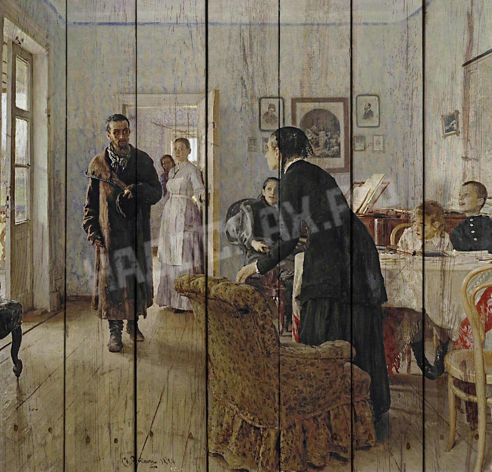 Картина на досках Иван Репин. Не ждали, 1884