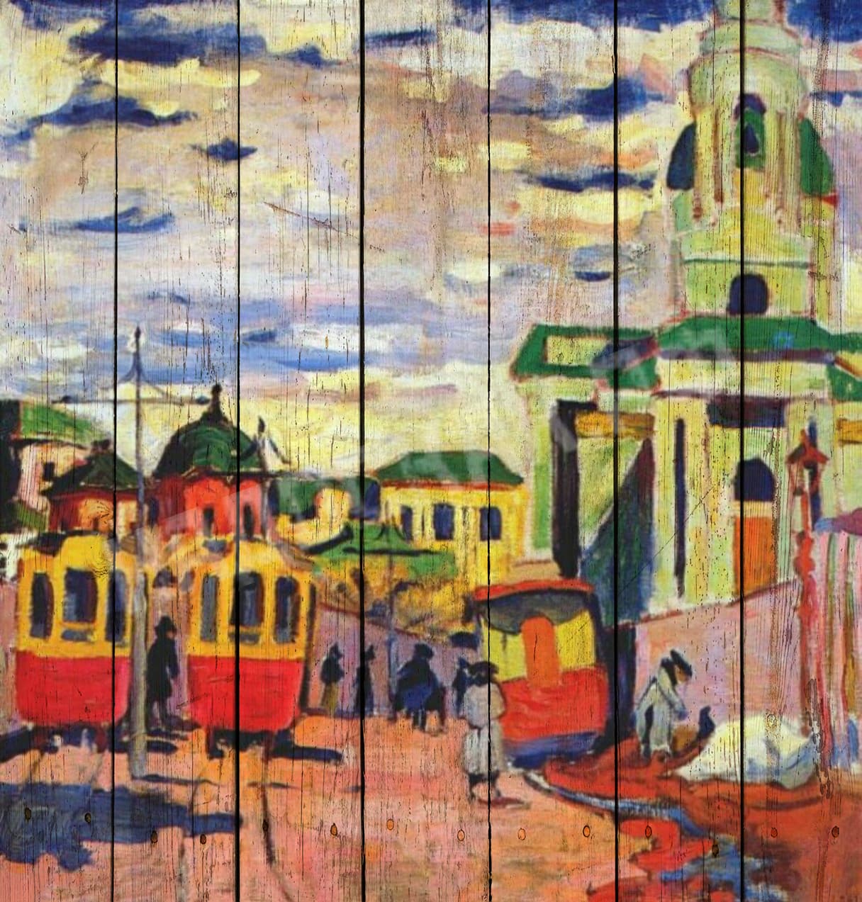 Картина на досках Аристарх Лентулов. Улица. Москва