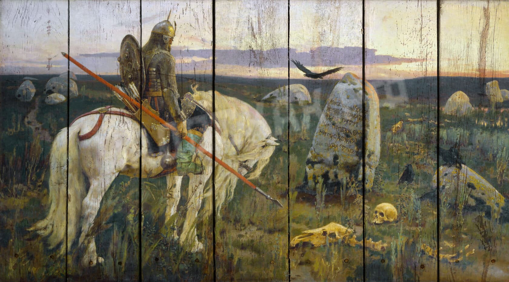 Картина на досках Васнецов. Витязь на распутье