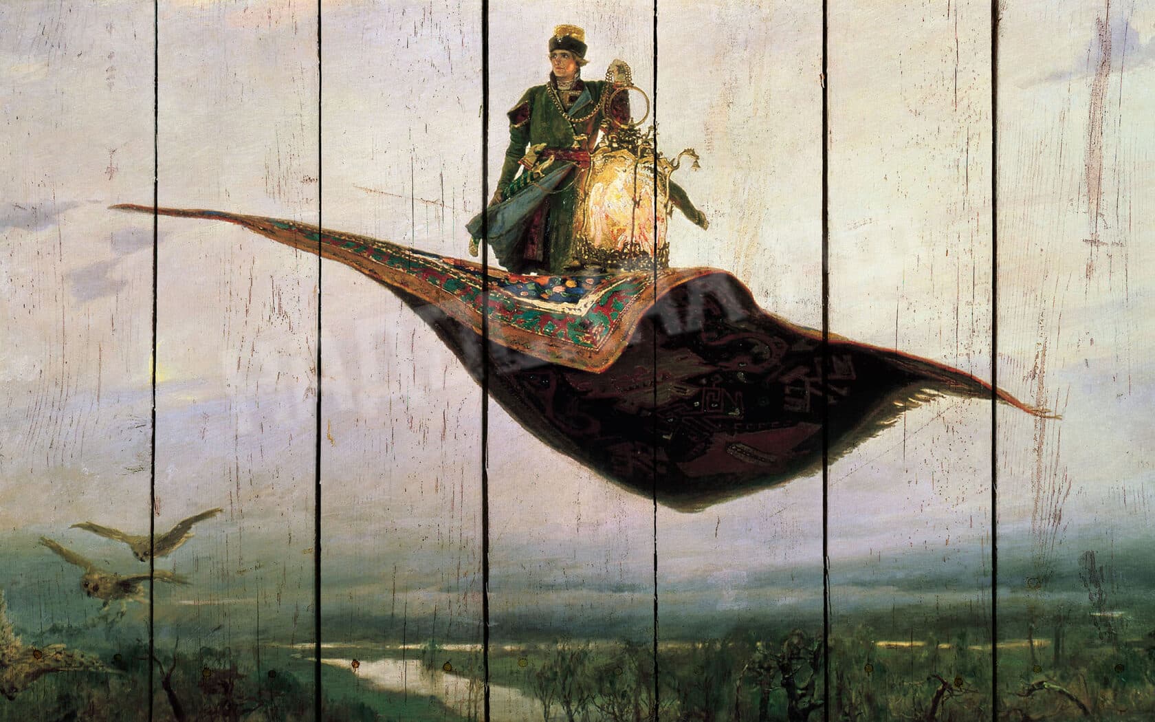 Картина на досках Васнецов. Ковер-самолет