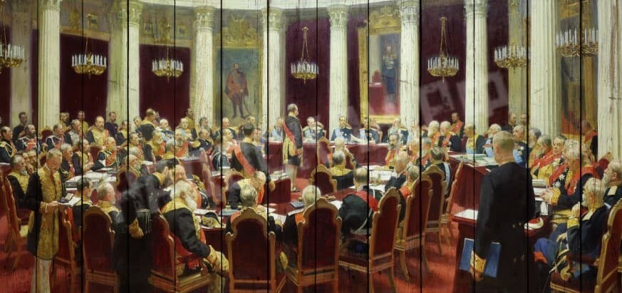 Картина на досках Иван Репин. Торжественное заседание Государственного совета, 1903