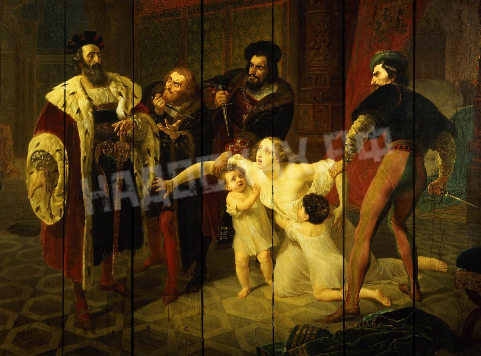 Картина на досках Карл Брюллов. «Смерть Инессы де Кастро», 1841 г.